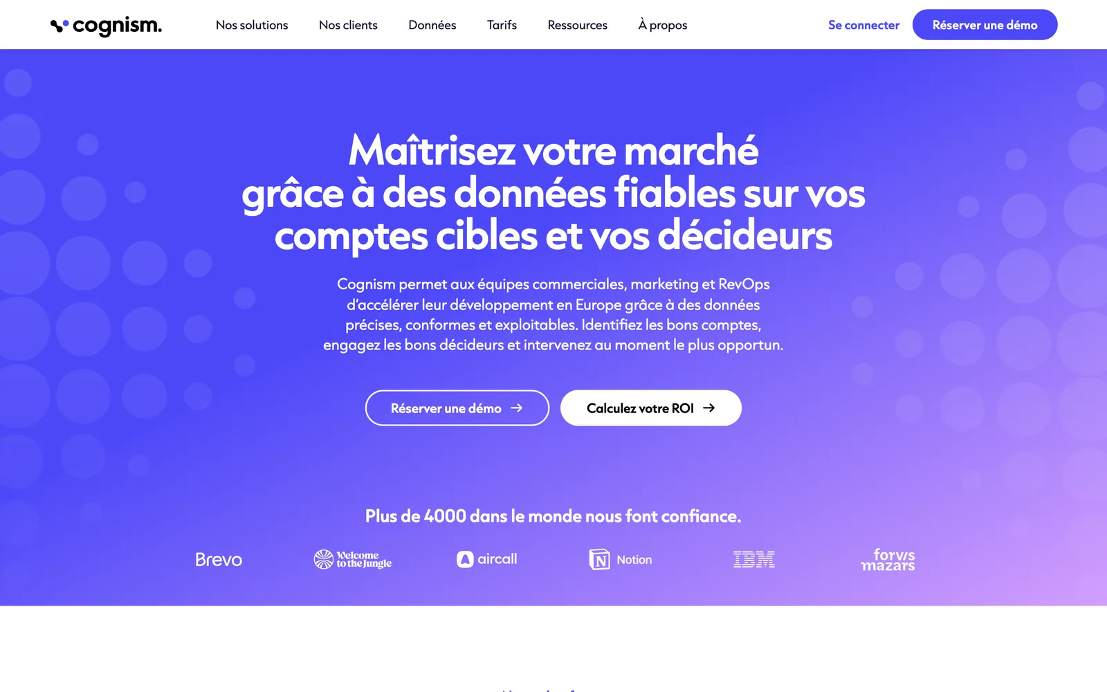 Cognism en français, page d'accueil relevée le 4 octobre 2026 : l'Europe et les équipes commerciales mises en avant.