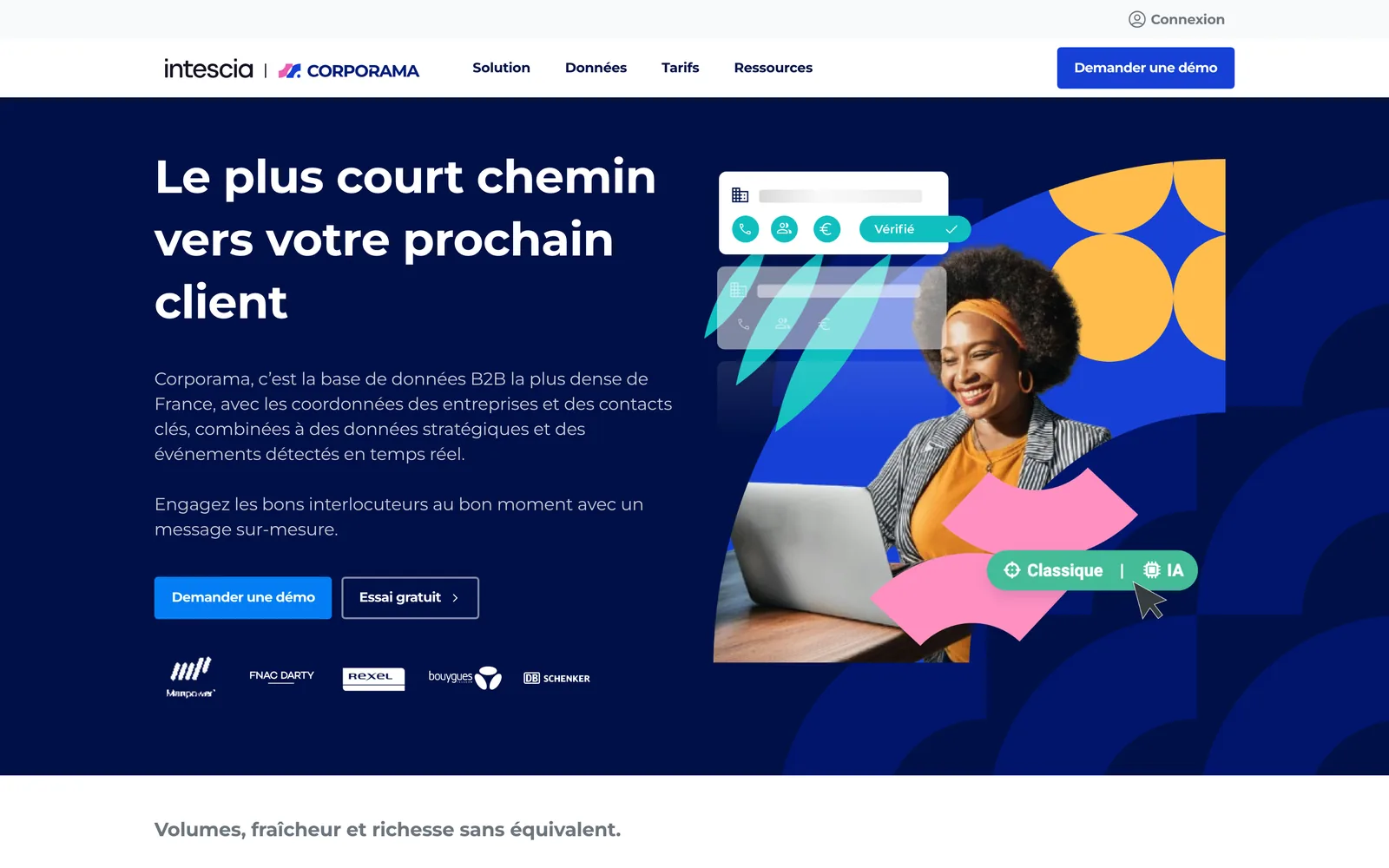 L'accueil de Corporama le 4 octobre 2026 : deux portes d'entrée, la démonstration ou l'essai gratuit.