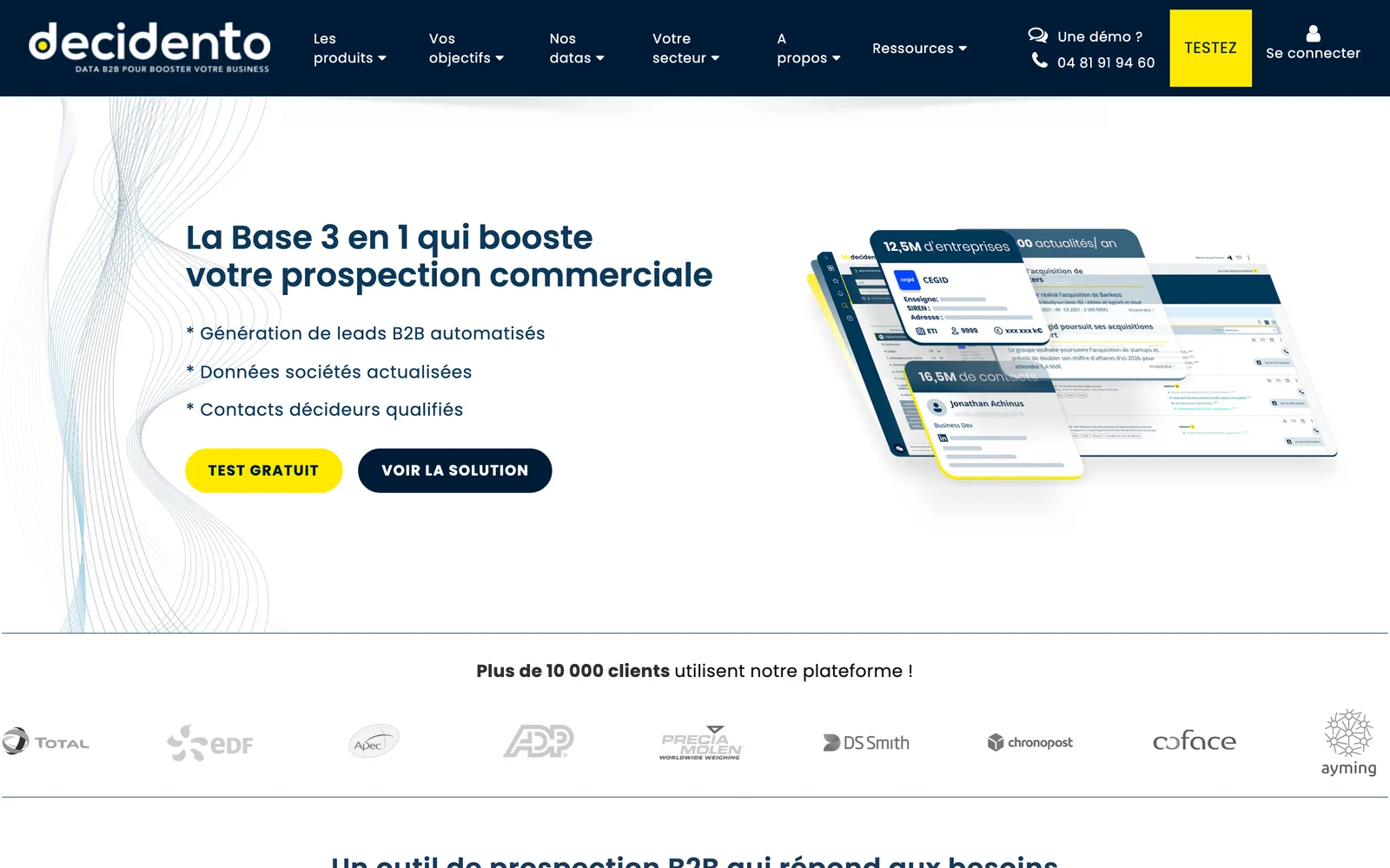 L'accueil de Decidento le 9 octobre 2026 : la base 3 en 1, un test gratuit et une démonstration.