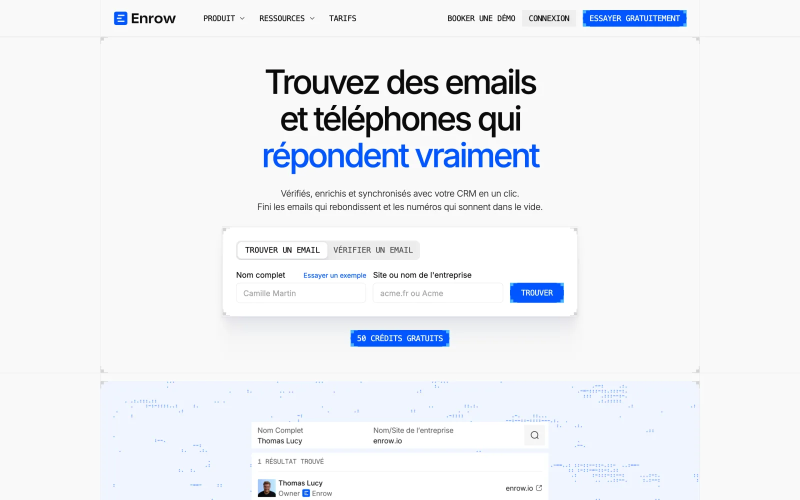 Page d'accueil d'Enrow, le 9 octobre 2026