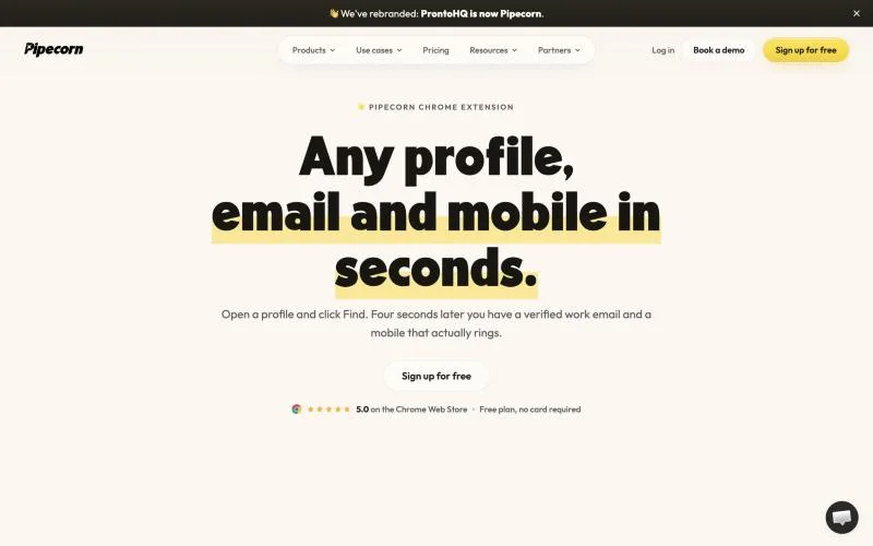 Page de présentation de l'extension Chrome de Pipecorn, le 19 octobre 2026
