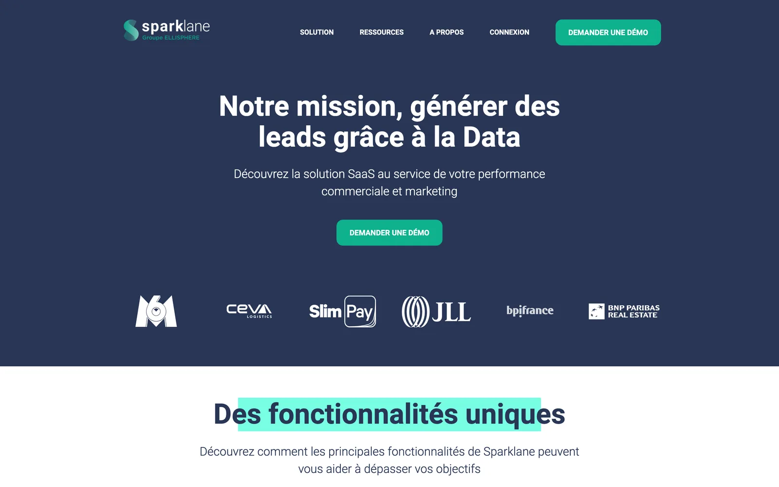 L'accueil de Sparklane le 11 octobre 2026 : un seul bouton, « Demander une démo », et aucun prix en vue.